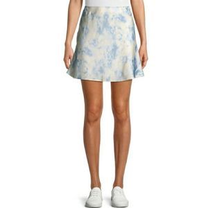 NO BOUNDARIES Blue/White Super High Rise Tie-dyed Silky NWOT Skirt Size XS (1)